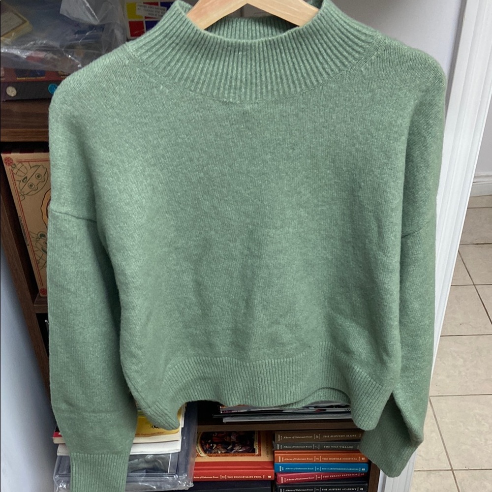 & Other Stories Green Cowl Neck Sweater